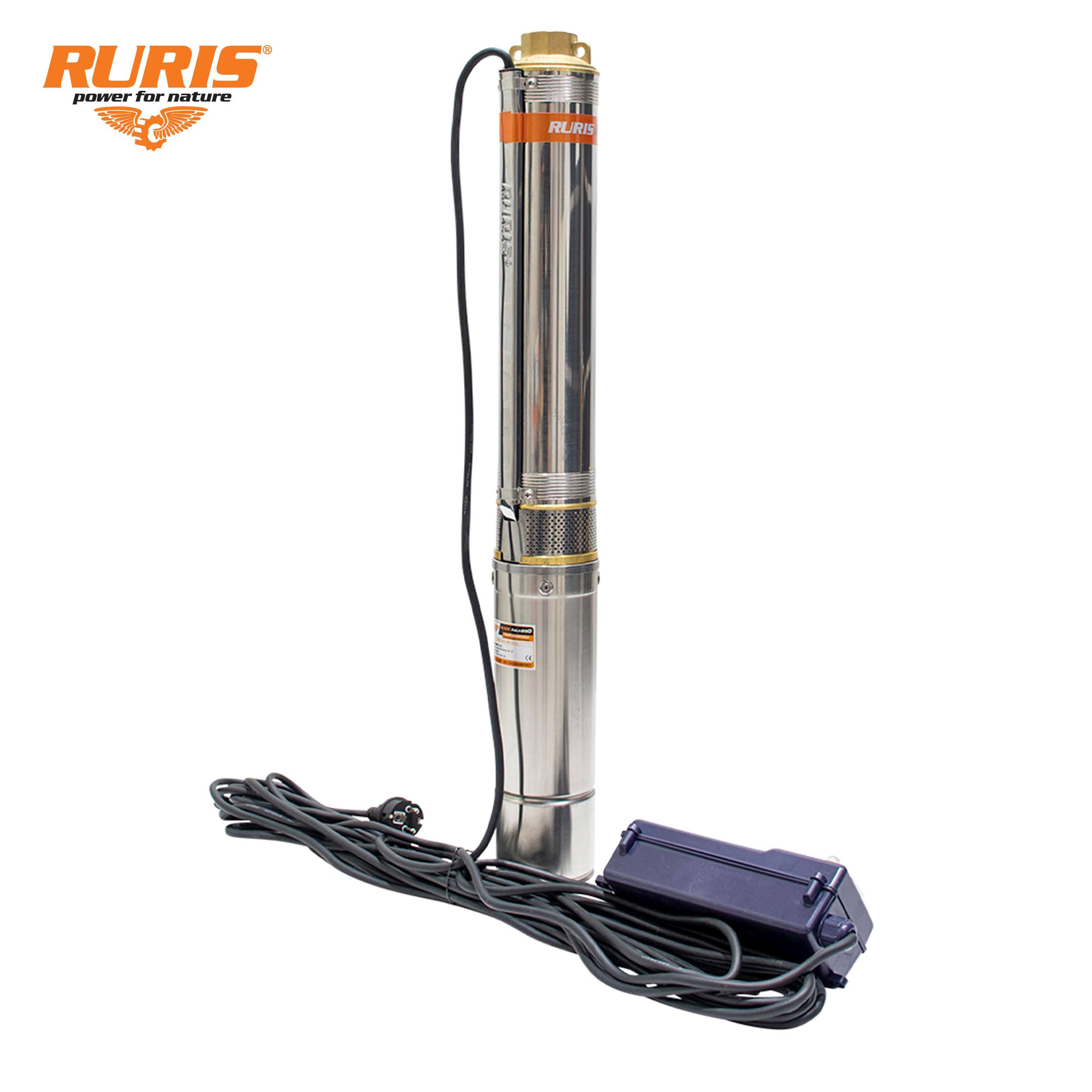 RURIS Bomba sumergible aqua 890 750 W, 1", 4000 l/h, max 79 m, cable 15 m con panel de control