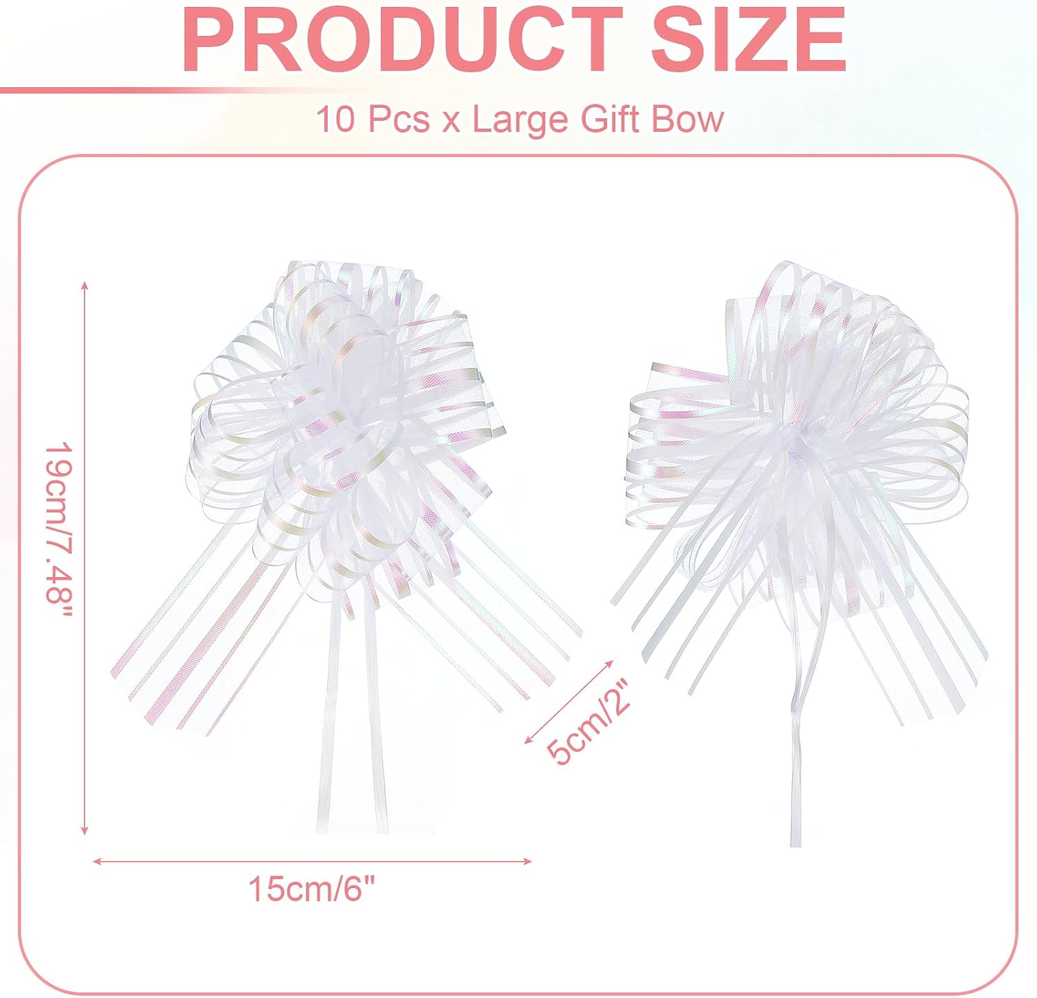 PATIKIL Large Gift Bow 7.5x6 Inch, 10 Pcs Pull Bows for Gift Wrapping Present Wedding Valentine's Day Party Birthday Christmas Basket Decoration, White