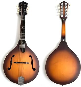 A-Style Mandolin Acoustic 8-String Mandolin Instrument with F-Holes, Sunburst Gloss Finish, Traditional Musical Stringed Instrument for Beginners & Professionals