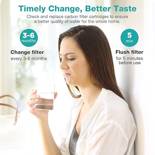 Miniatura 8 de SimPure Cartucho de filtro de agua para sedimentos de carbono de 5 micras de 10 x 2.5 pulgadas para toda la casa para sistema de filtración debajo