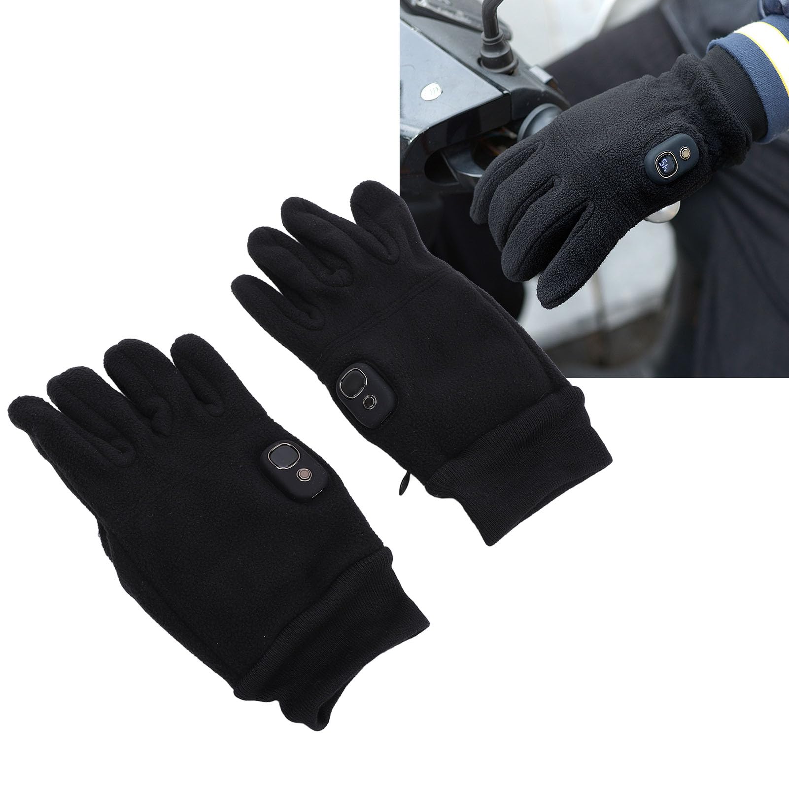Muiltvoe Heated Gloves, 3 Adjustable Temperature Levels with Detachable Inner Liner, Windproof for Skiing Hiking Cycling Outdoor Winter Activities