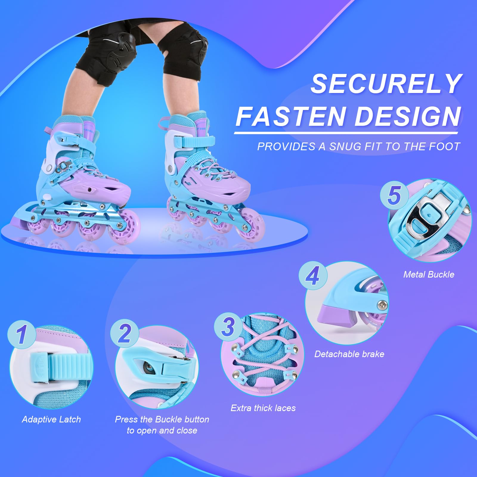 Patins en Ligne Rollers en ligne Patins à roulettes ajustables pour enfants avec roues lumineuses, patins à roulettes pour enfants pour jeunes enfants débutants, pour l'intérieur et l'extérieur
