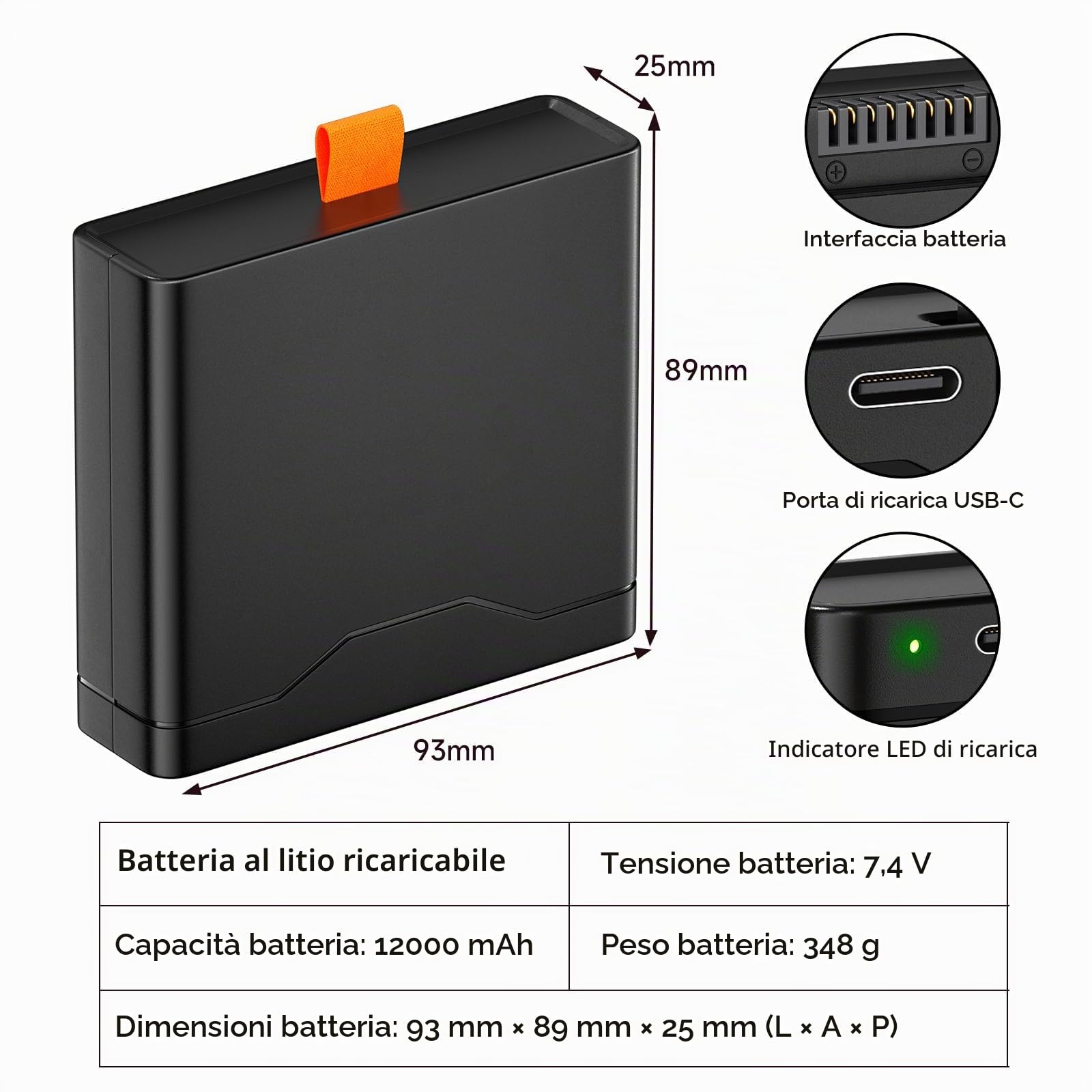 CITYORK Batteria di ricambio 400 per J BL Partybox Stage 320 /Xtreme 4 con cavo di ricarica USB-C