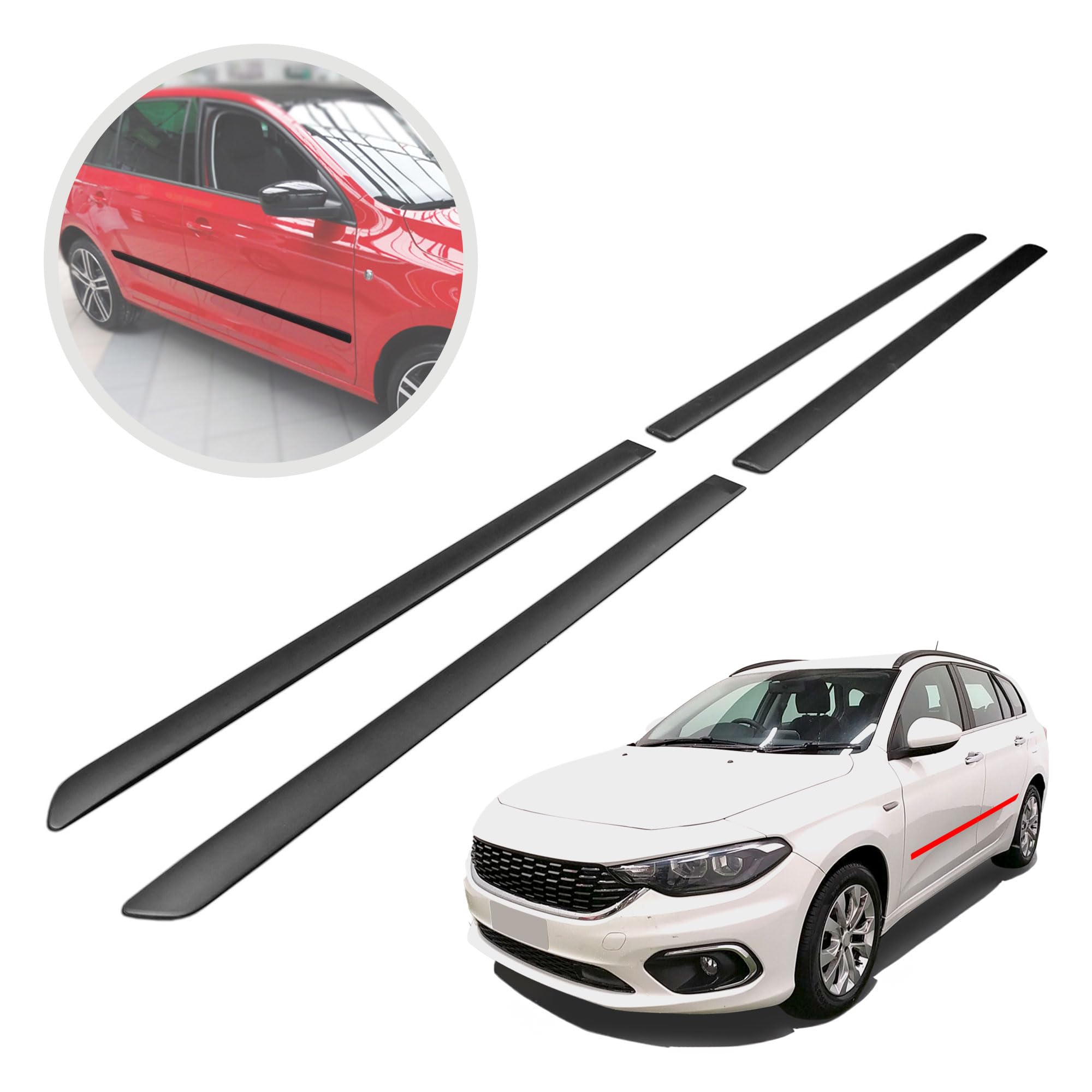 CHROMEMASTER | Modanature Laterali | Compatibile con Fiat Tipo Berlina, Hatchback, SW dal 2016 | Plastica Le Modanature Laterali Proteggono la Vernice Della Portiera Dell'auto da Graffi e Danni