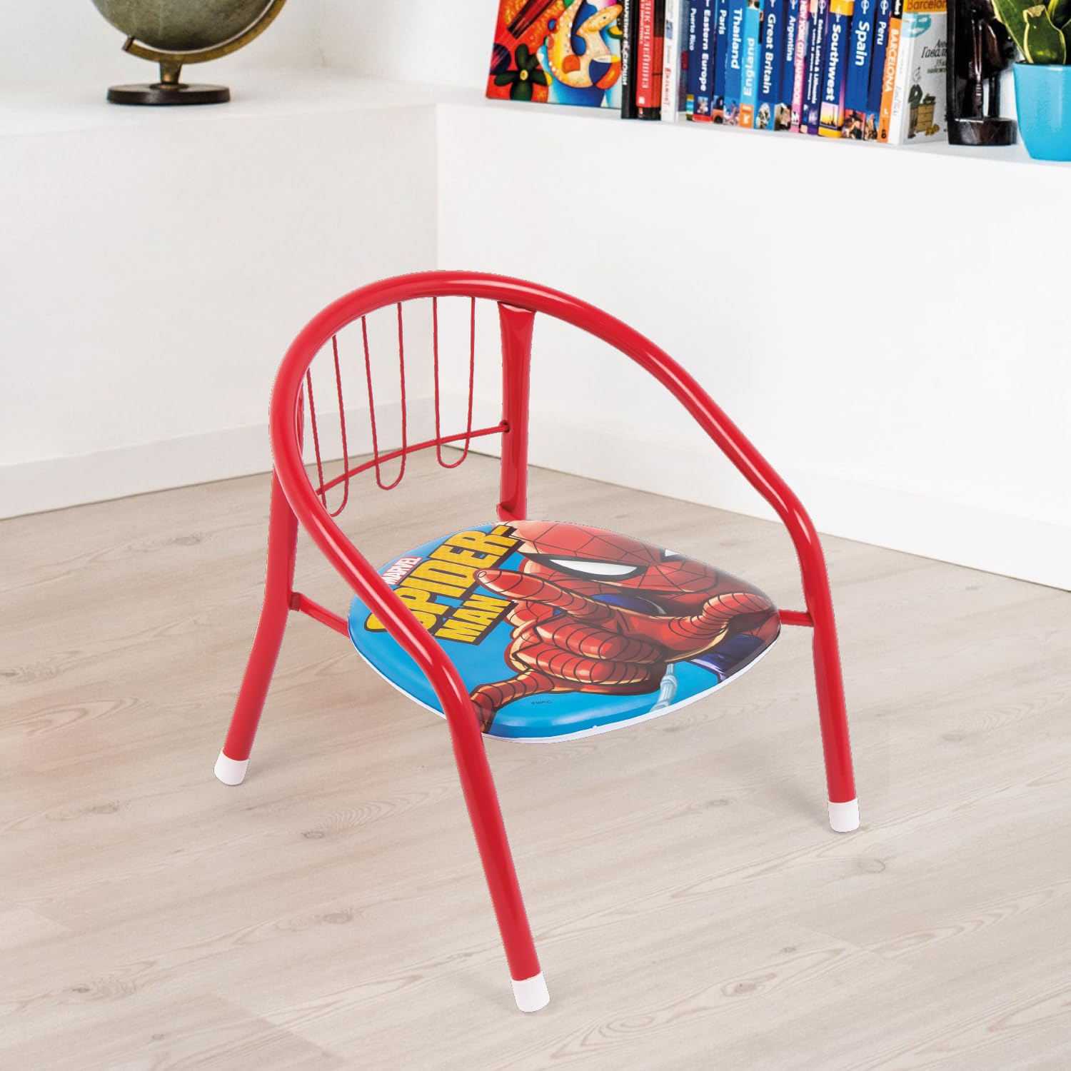 ARDITEX Silla Infantil Spiderman, Silla Metal 35,5 x 30 x 33,5 cm Roja