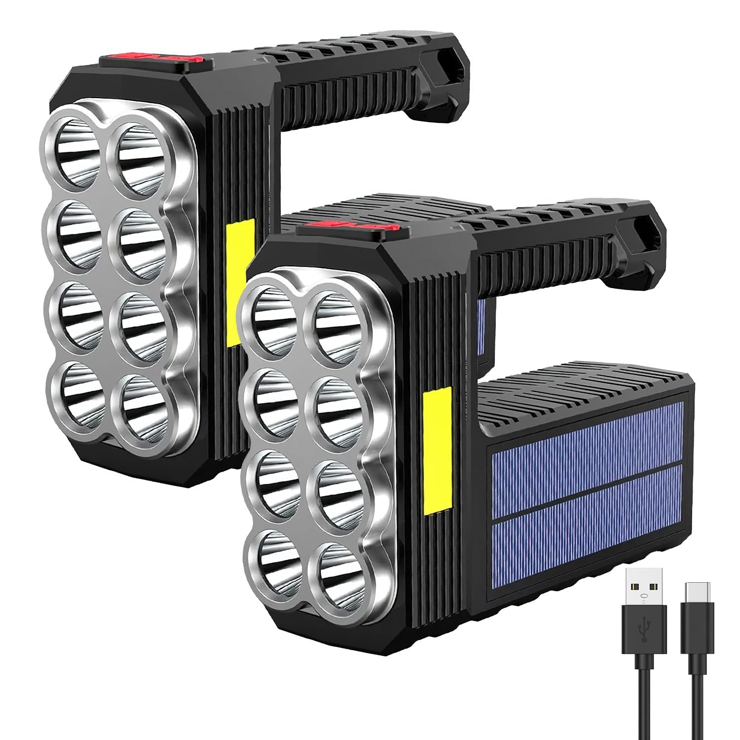 Flashlight Rechargeable Flashlights, 2pcs 100000 High Lumens Super Bright 8 LED COB Sidelight with 3 Modes, Portable Lightweight Waterproof Spotlight Flashlight for Emergency