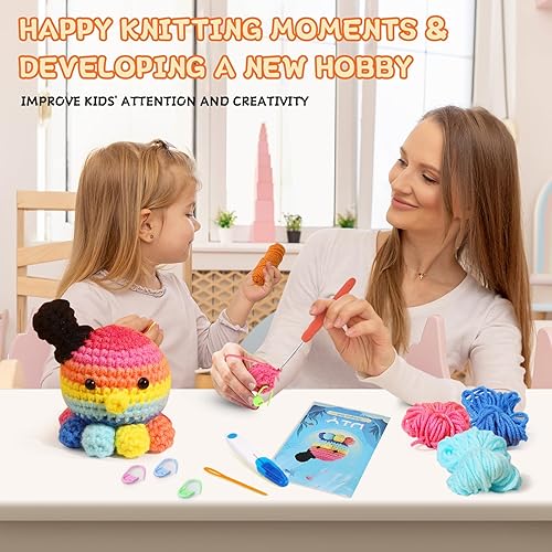 Miniatura 5 de LUWAZCY Kit de ganchillo para principiantes, kit de ganchillo de Navidad con tutoriales en video paso a paso para adultos y niños amantes del