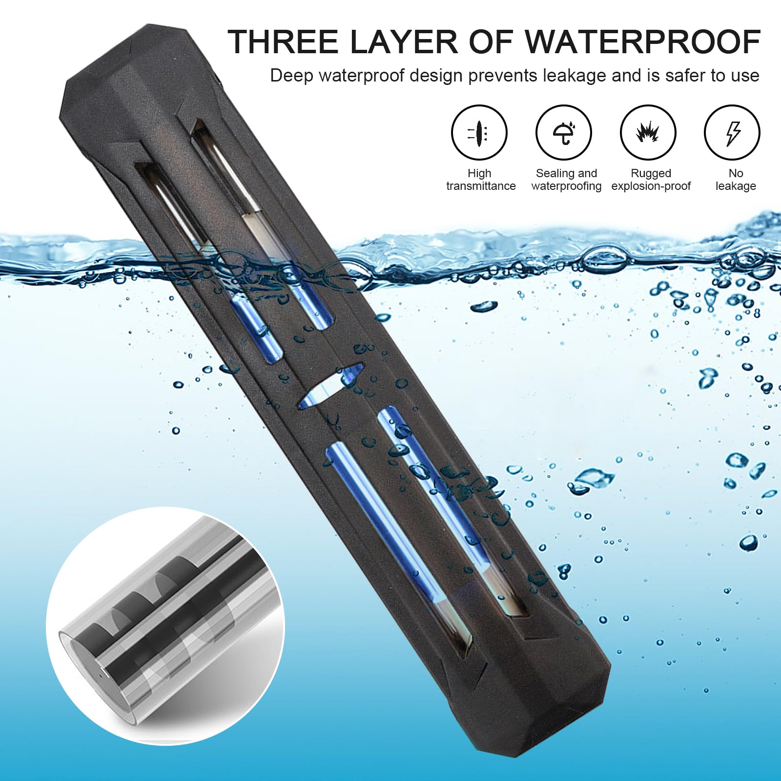 Sterilizzatore UV per acquario, luce – Impermeabile LED sommergibile, luce disinfettante per acquari, lampada Water Clean Lamp, spina UE (13 W)