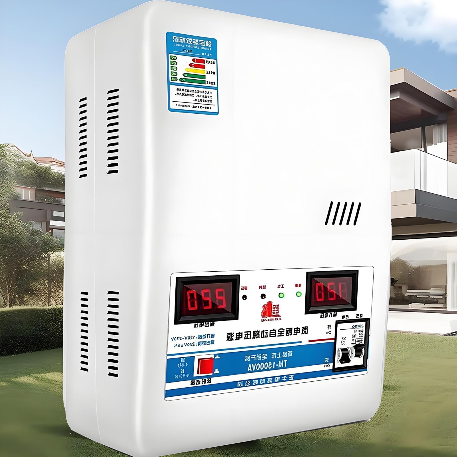 Stabilizzatore di Tensione da 6800 W/15000 W/20000 W con Tensione di Ingresso e Uscita, Strumento di Alimentazione stabilizzato Automatico per Uso Domestico, 6 Protezioni Principali 6800W