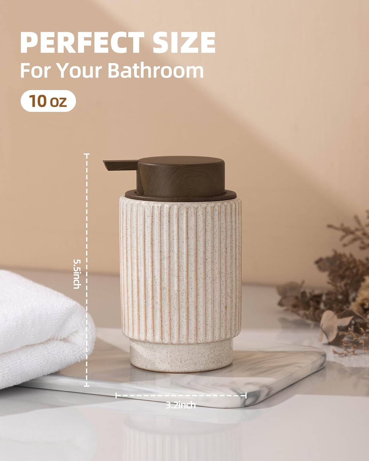 Fun Elements Foaming Soap Dispenser, 10 oz Kitchen Soap Dispenser for Kitchen, Bathroom Deluxe Hand Soap Dispenser (Wood Grain Color) - Image 2