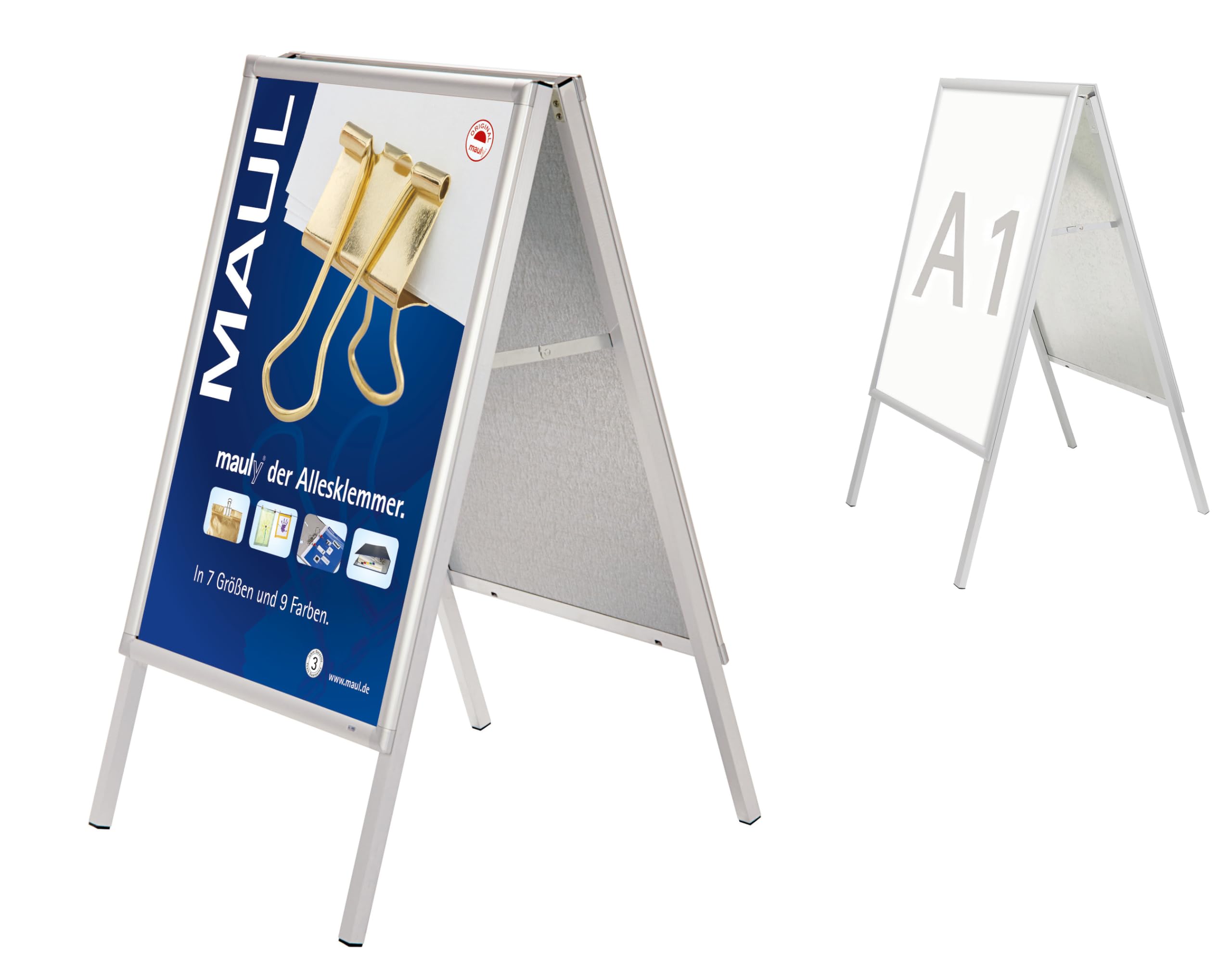 MAUL Kundenstopper A1 MAULpublic silber Alurahmen Plakatständer Hochformat