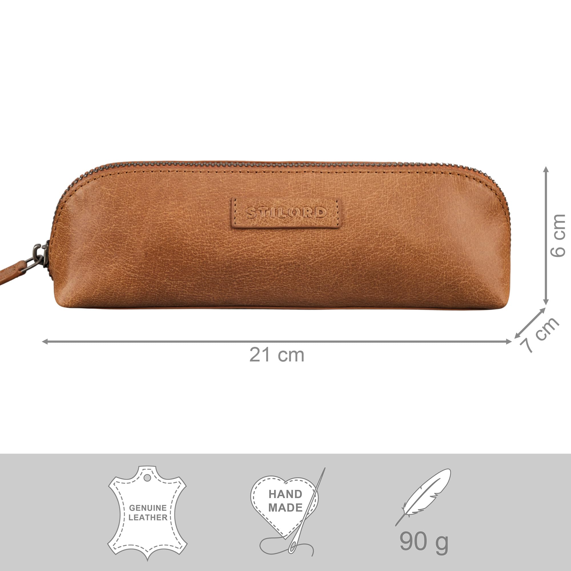 STILORD 'Alfons' Slim Pencil case Leather Vintage with Zipper Cosmetic Bag Pencil case Pencil roll Pencil case case Genuine Leather - Image 2