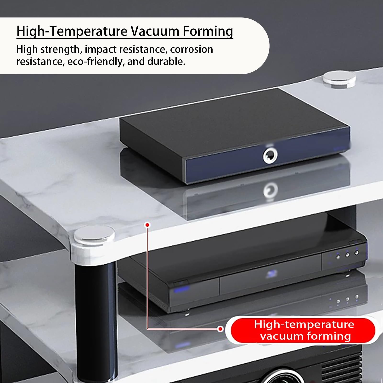 Mobile giradischi a 1/2/3/4 ripiani, telaio in acciaio al carbonio con struttura smorzante vibrazioni, scaffale aperto, perfetto per soggiorno, sala home theater(A,1 Tier)