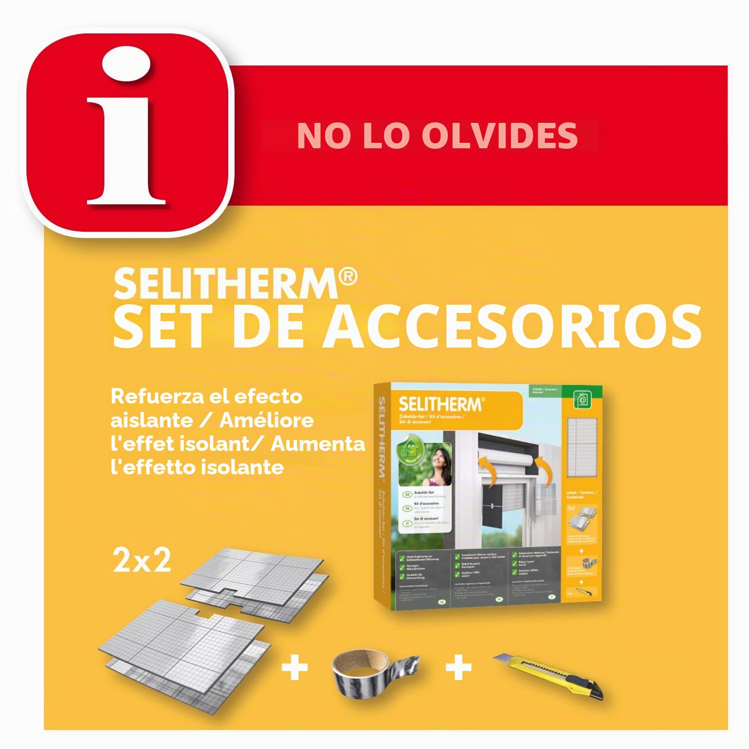 SELITHERM - Juego completo de aislamiento para cajas de persianas para un aislamiento óptimo 25mm