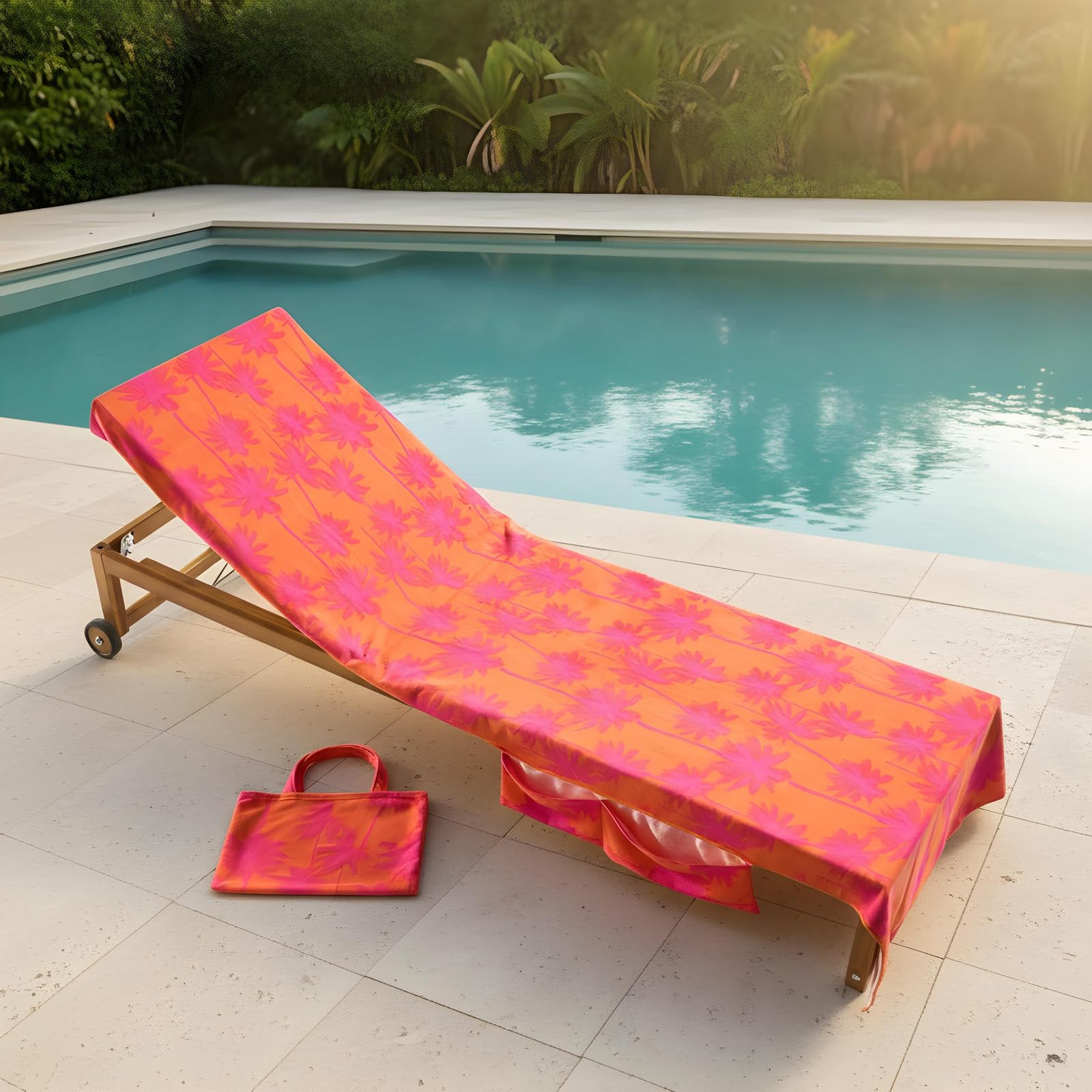 B&Q -  Palm Tree Beach Towel With Bag Quick Dry Absorbent Travel Spa