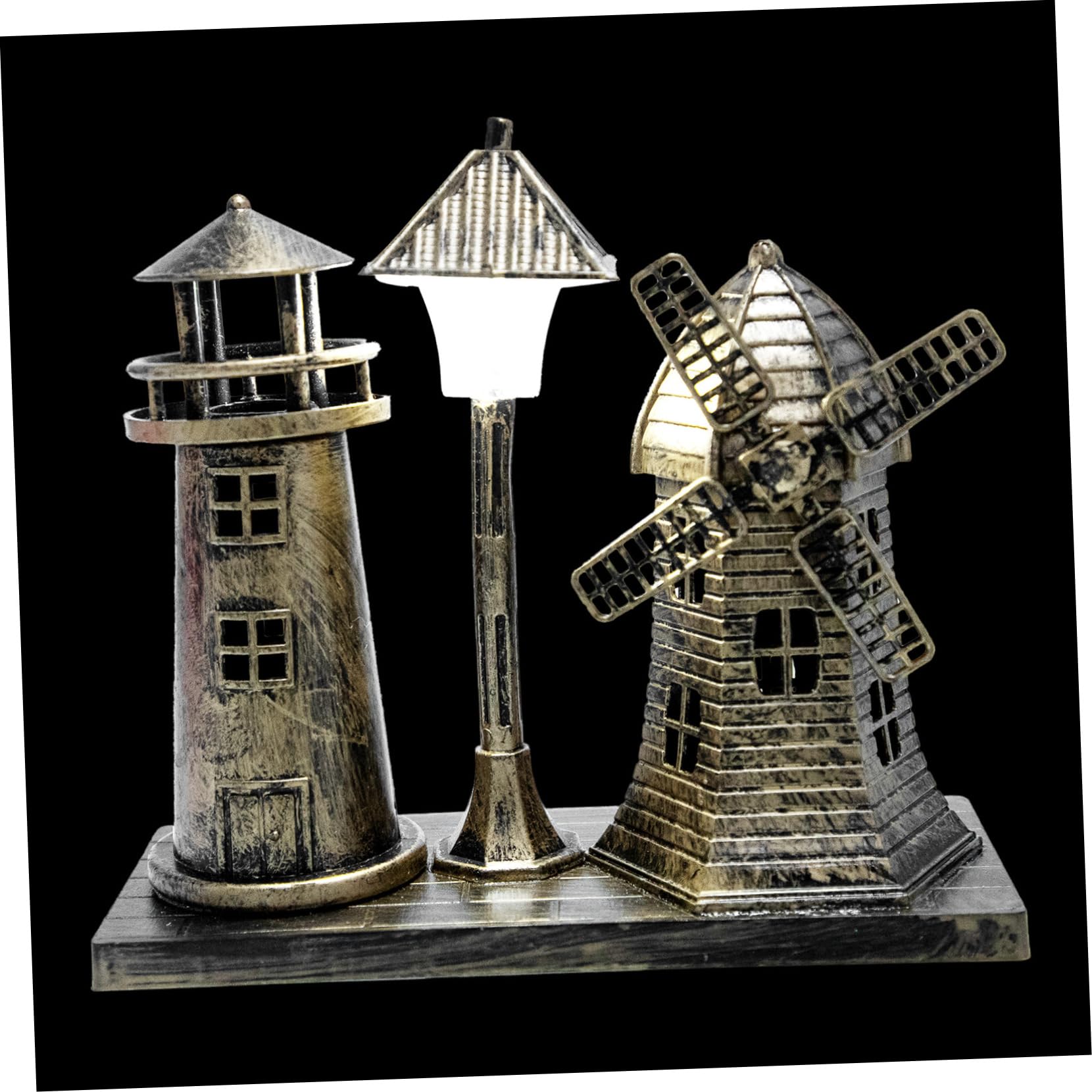 ORFOFE Retro Lighthouse Night Light Desk Clamp Vintage Ornament for Office Home