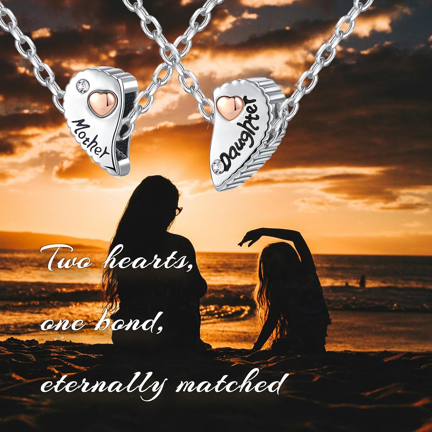 TCHYUN Mother Daughter Son Sister Best Friends Charm Set for 2 Compatible with Pandora Bracelet Women - Image 6