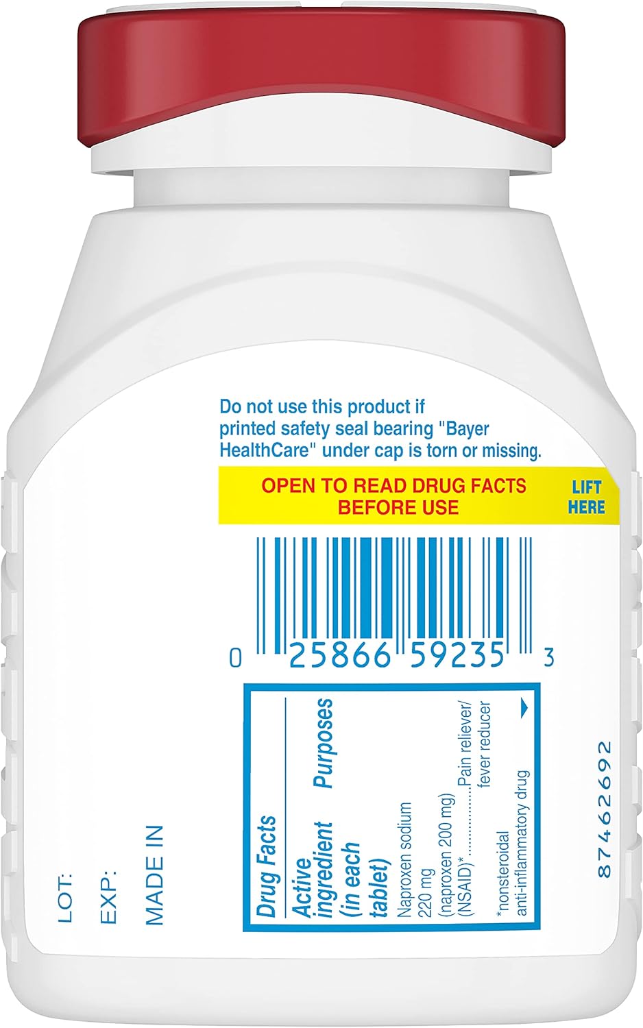Aleve Easy Open Arthritis Cap Tablets, Naproxen Sodium for Pain Relief ‐ 200 Count : Health & Household
