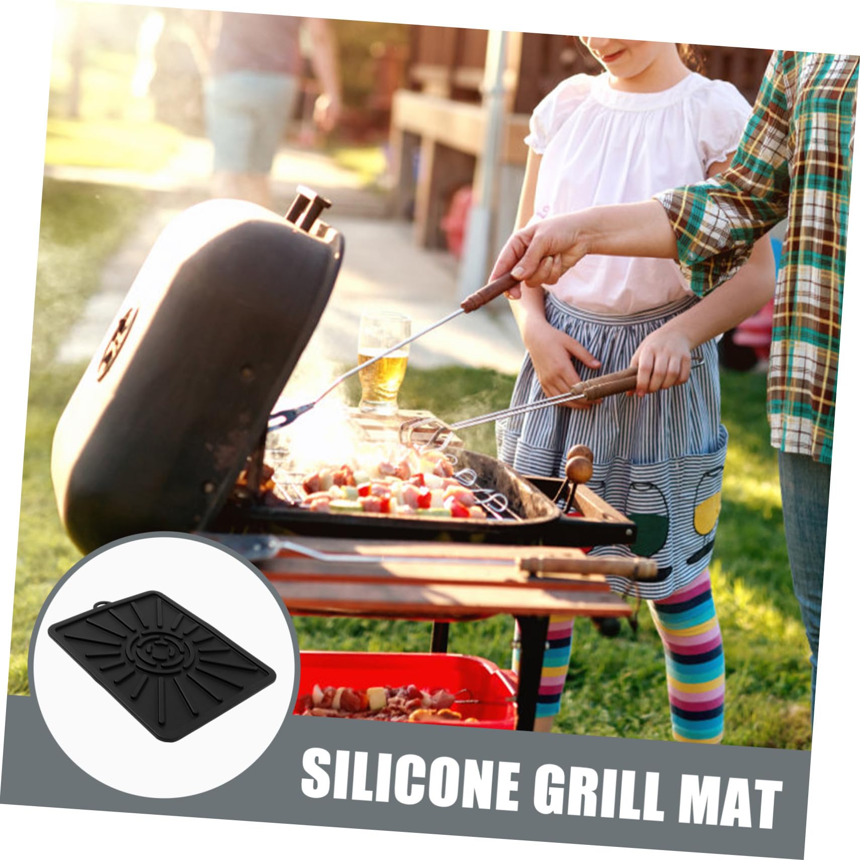 2 Stück Hitzebeständige Silikon Grillmatte mit Ölauffangfunktion Wiederverwendbare Grill abtropfmatte Schützende Backmatte für Vielseitige Grillmodelle Langlebiger Kratzschutz in