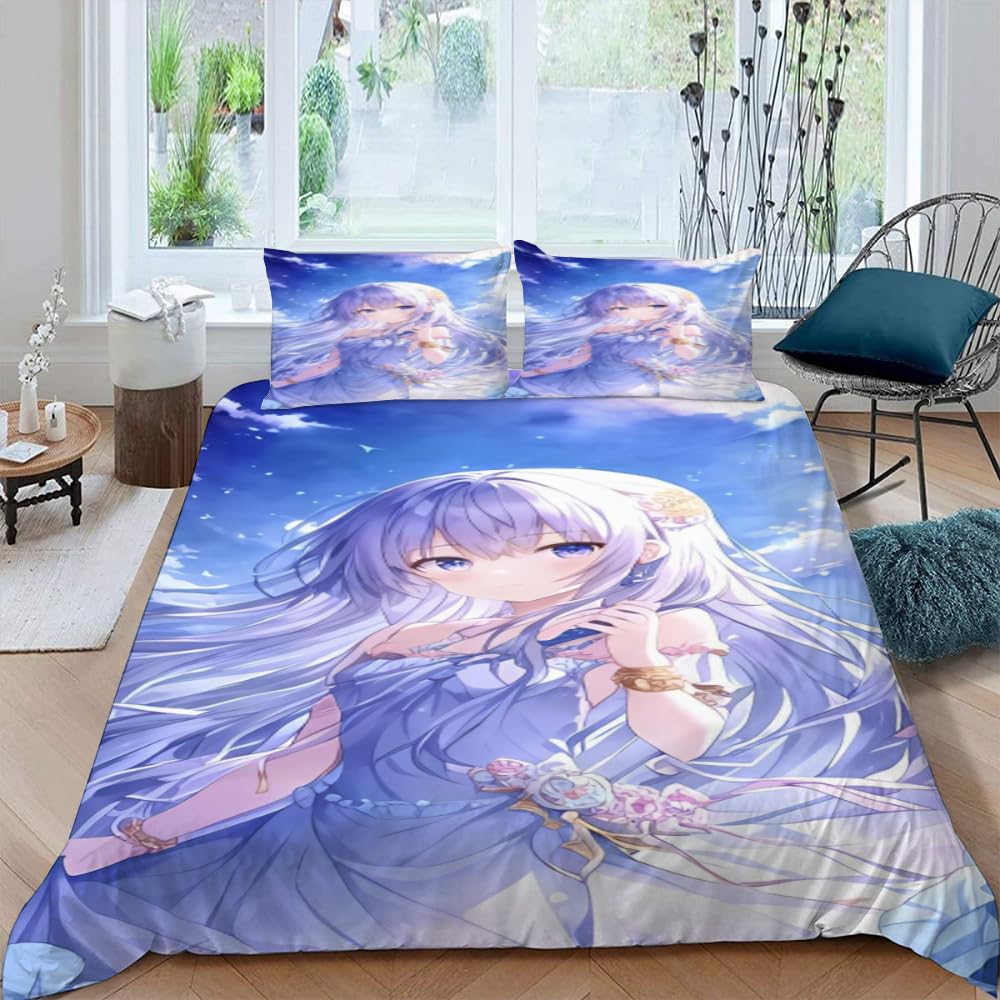 Housse de couette microfibre VULORA 140x200 parure de lit manga zippée anti-plis