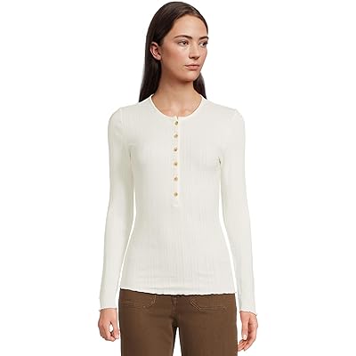 Faherty Paradise Pointelle Henley egret