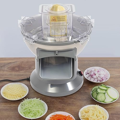 Miniatura 3 de Cortador comercial de verduras, 200 W eléctrico 4 en 1 picador de verduras con 4 cuchillas, picador de frutas multifunción de 0.08 pulgadas o 0.16