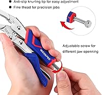 Vista 4 de WORKPRO Juego de 4 alicates de bloqueo con agarre cómodo, alicates de bloqueo de mandíbula curvada de 5-1/2", 7" y 9", alicates de bloqueo de nariz