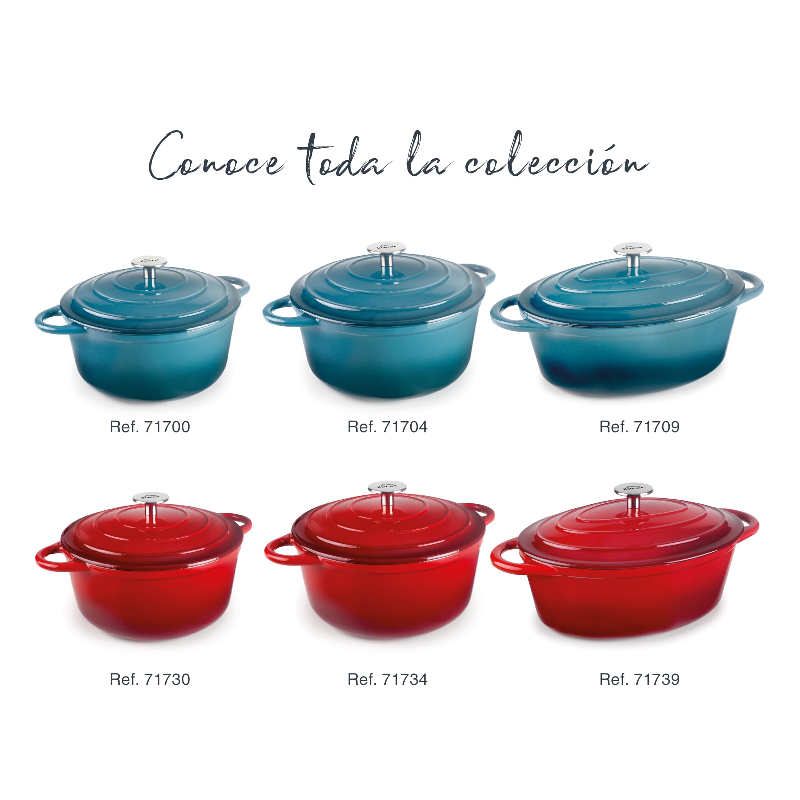 LACOR 71704 - Cacerola Hierro Fundido Esmaltado, 3, 5 Litros, Diámetro 24 | En hierro robusto, para guisos y cocciones uniformes; apto para inducción y horno, apto para lavavajillas, cómodo y funcional