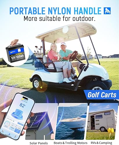 Miniatura 8 de Mini batería de litio LiFePO4 de 12 V 100 Ah con Bluetooth, grupo 24 de BCI, BMS de 100 A inteligente, hasta 15 000 ciclos, monitoreo a través de