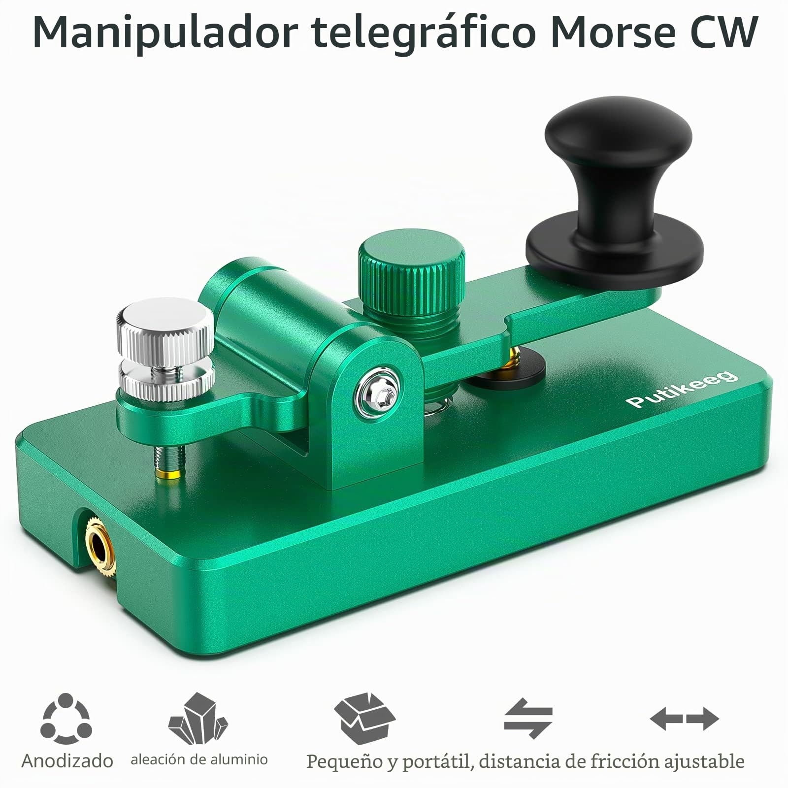 Putikeeg CW manipulador morse,llave recta código morse,radioaficionados equipos,ham radio manipulador telegrafo,llave telégrafo.