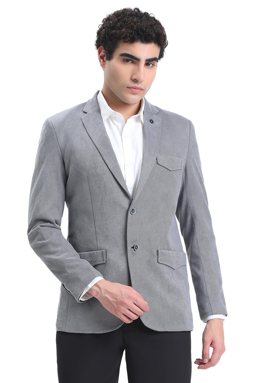 showoffff Men's Grey Single-Breasted Slim Fit Blazer-LBR-2463_Grey-picture-26