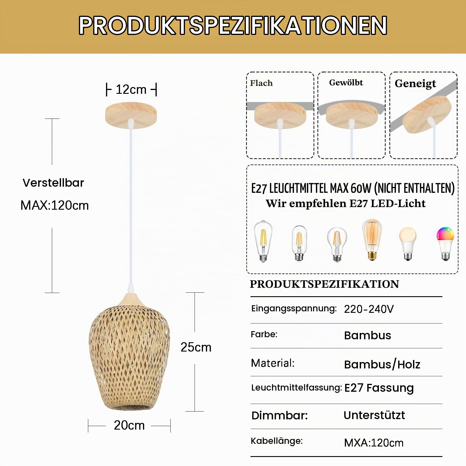 Lampenschirm Bambus Und Holz Boho,Handgewebt Doppelschicht Pendelleuchte Esstisch Vintage KüChe Lampe Dekor Eine-Licht HäNgelampe FüR Schlafzimmer Kronleuchter Wohnzimmer