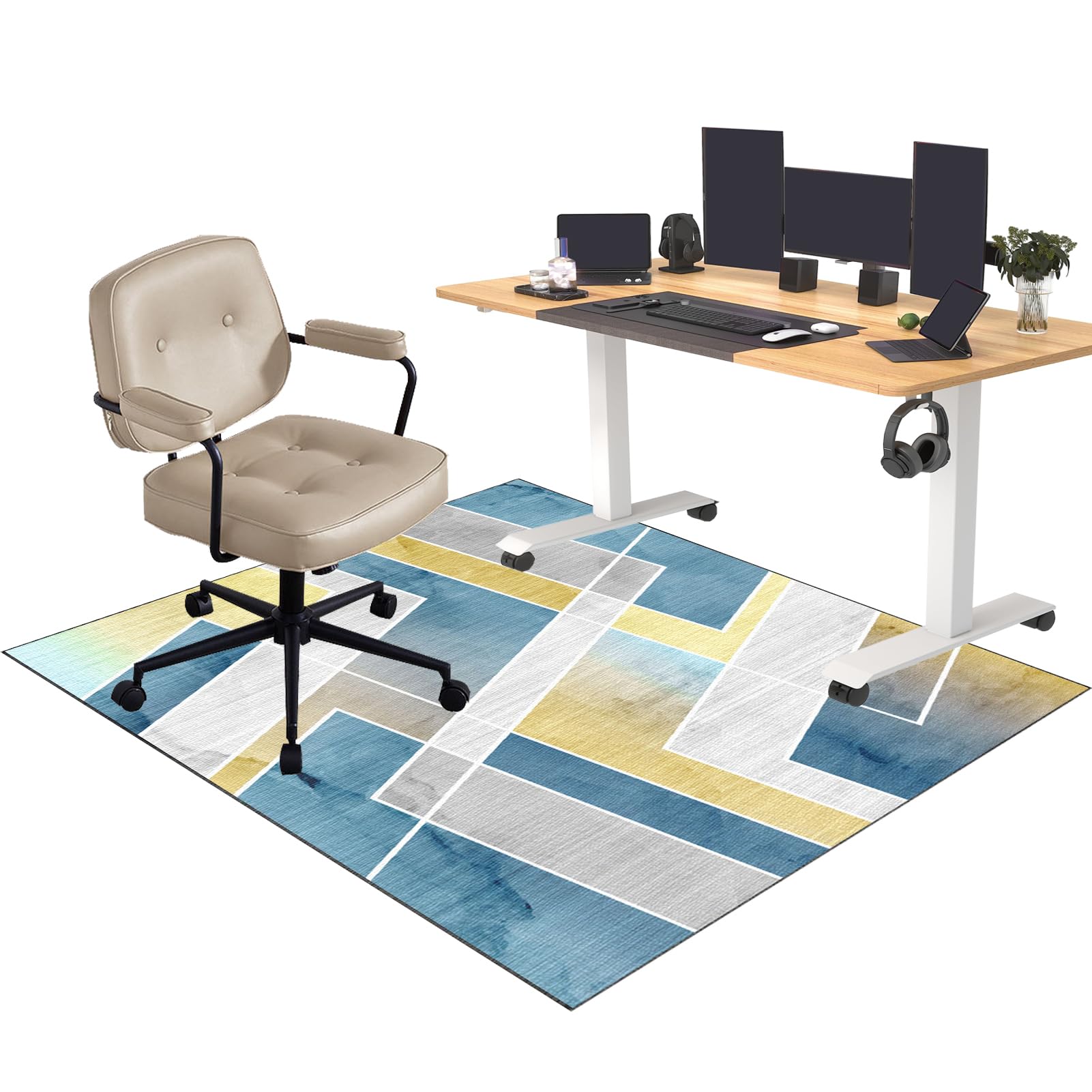 CCTSA 160 x 200 cm Office Chair Mat for Carpeted and Hardwood Floor, Gaming Chair Mat, Carpet Protector Chair Mat Non-Slip, Multi-Purpose Computer Desk Chair Mat Large, Floor Protector Mat for Carpet