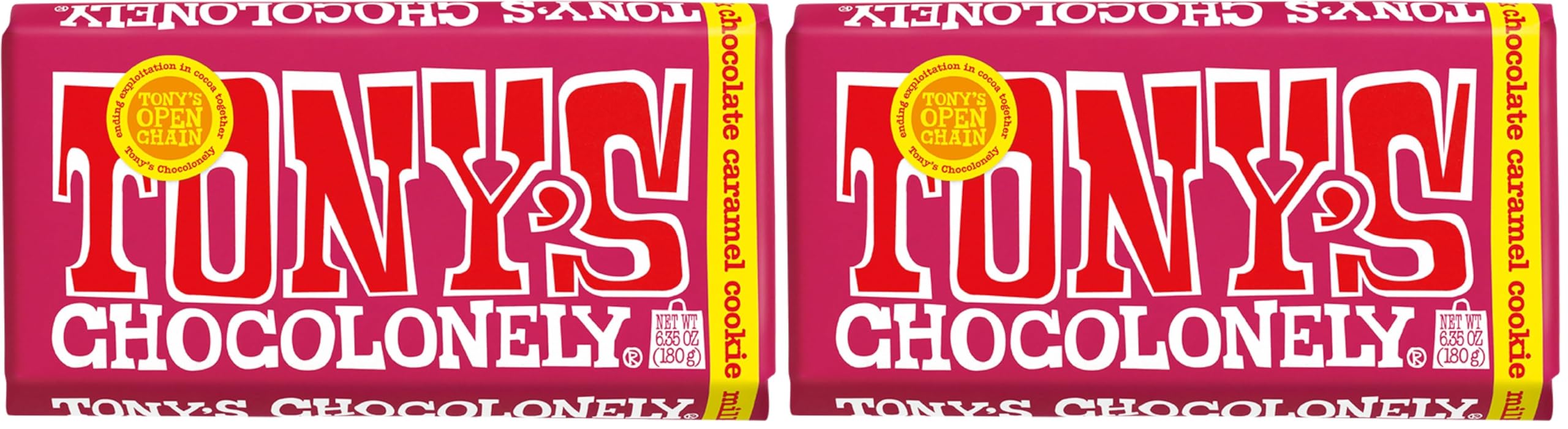 Tony's Chocolonely Milk Chocolate Bar with Cookie and Caramel, 6.35 OZ (Pack of 2)