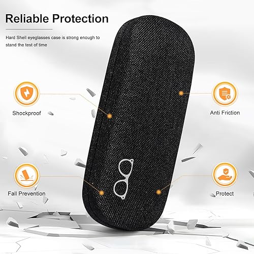 Miniatura 2 de Estuche rígido para lentes con paño de limpieza, unisex, para lectura, para mujeres y hombres, Negro -