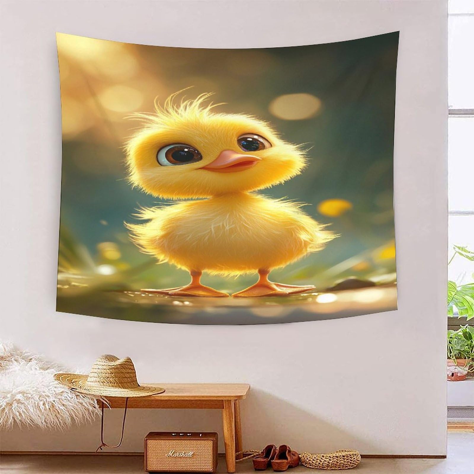GXYUAOIEF 3D Yellow Duck Print Wall Blanket Home Decoration Bedding Poster Wall Art Tapestry Wall Hanging Tapestry Soft Polyester for Bedroom Living Room Dorm Decor 180cmx230cm