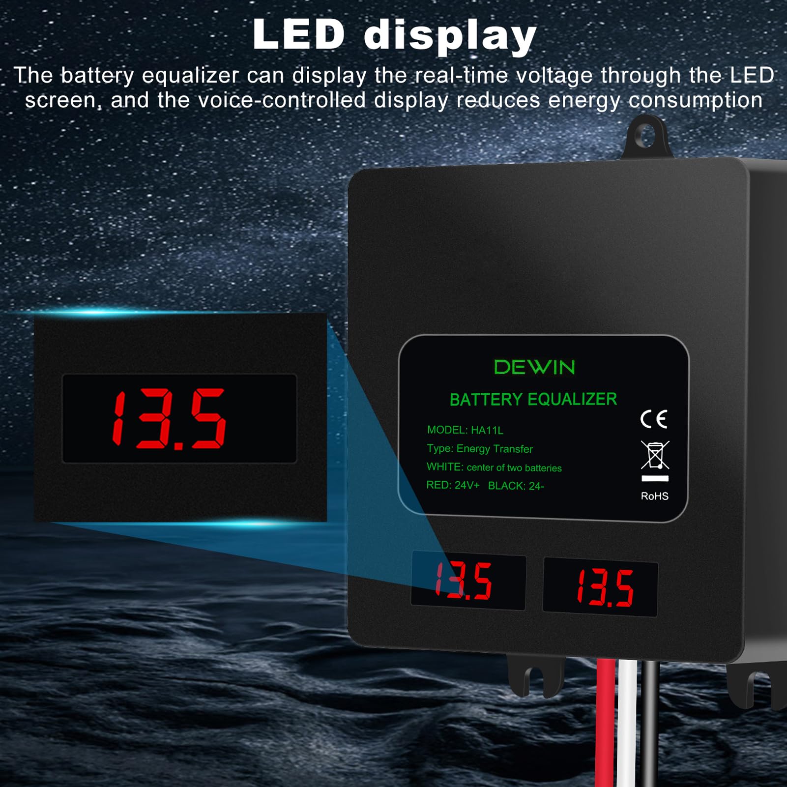 Batterie Balancer 24V, Batterie Equalizer 2x12V Batteria Equalizer Ausgleicher IP67 Solarladesystem Battery Balancer Für Blei Säure Lithium Ionen Lithium Eisen Phosphat