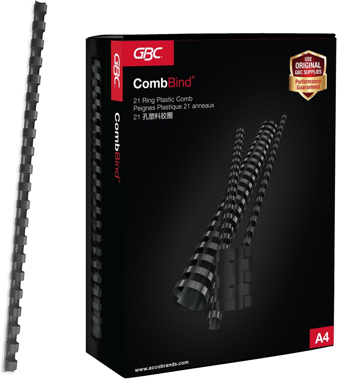 GBC Plastic Binding Combs 21R 6.0mm, Black (Box of 100)
