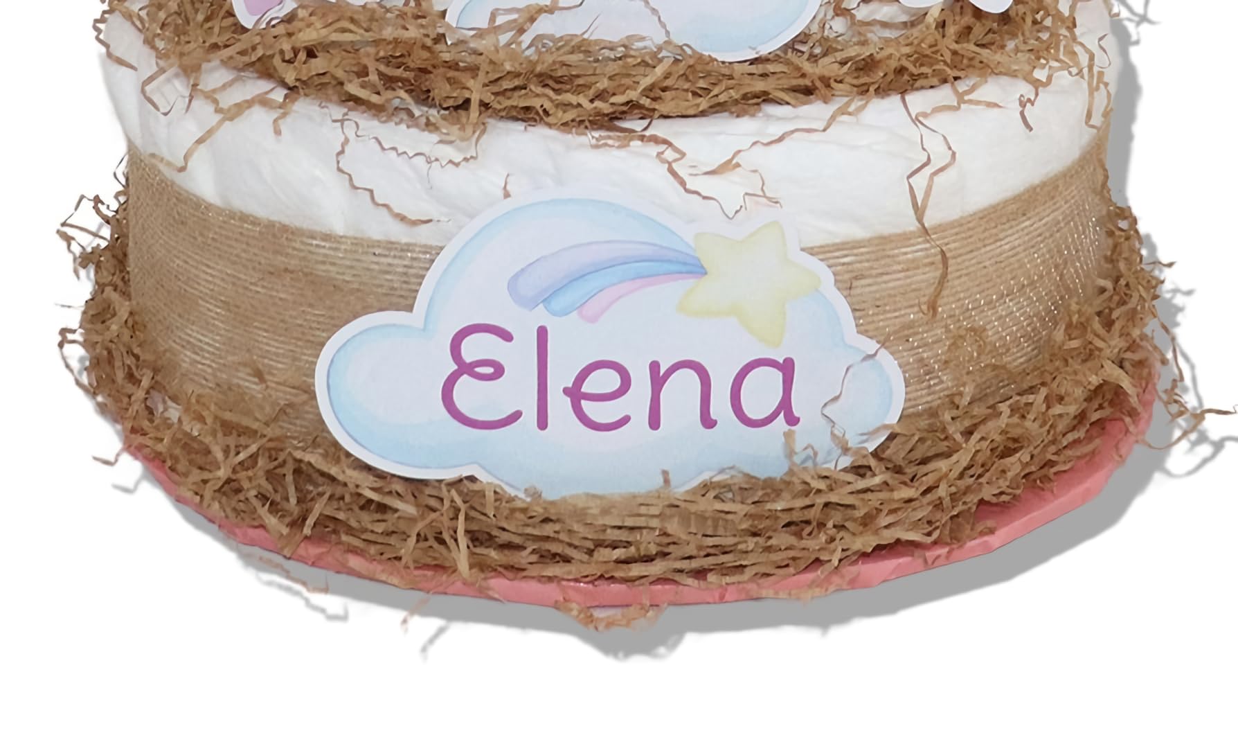 Tarta de pañales 4 pisos modelo UNICORNIOS- Regalos para recién nacido - baby shower - TARTAS DE PAÑALES Y MÁS