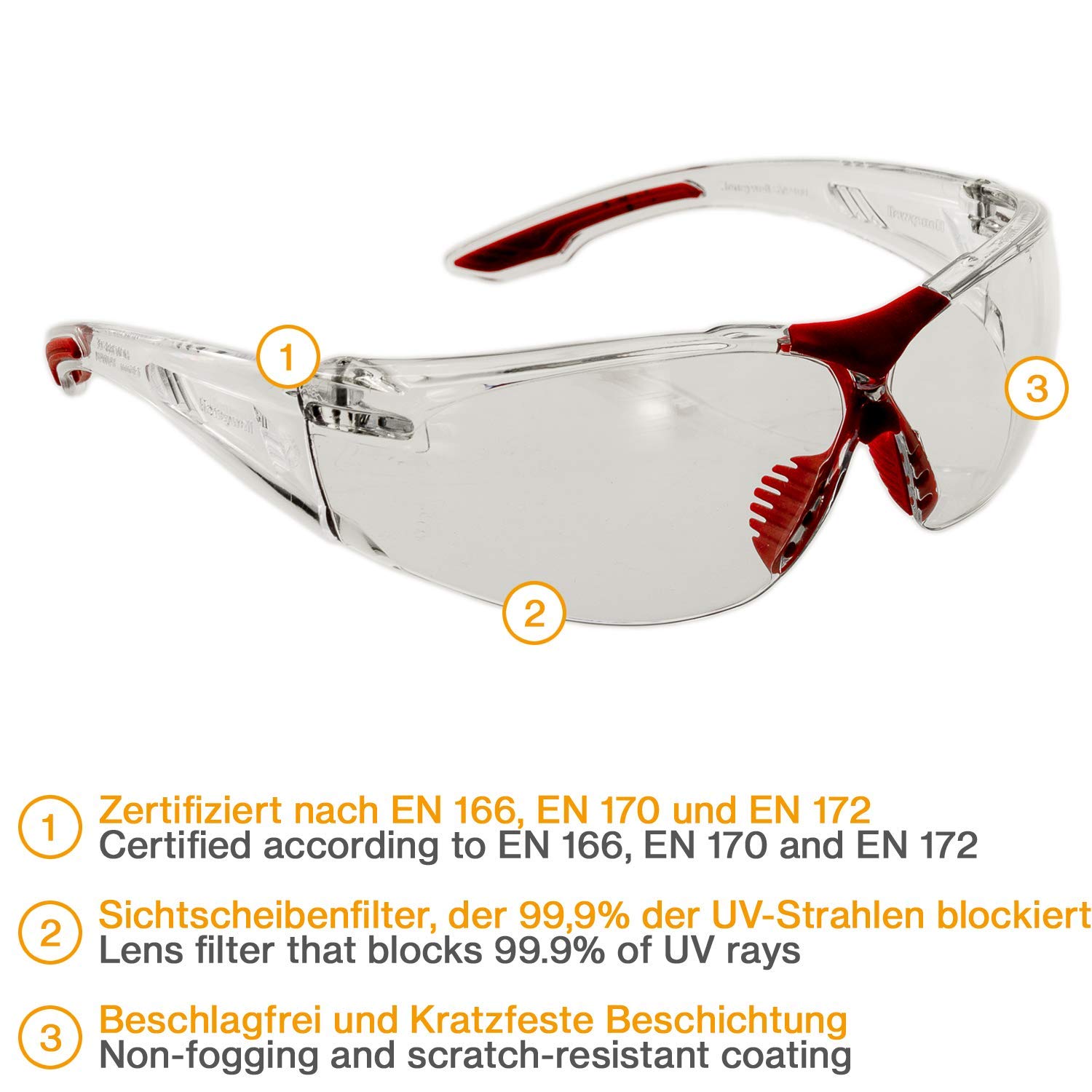 Honeywell AIDC 1035641 - Gafas de protección, Color Rojo