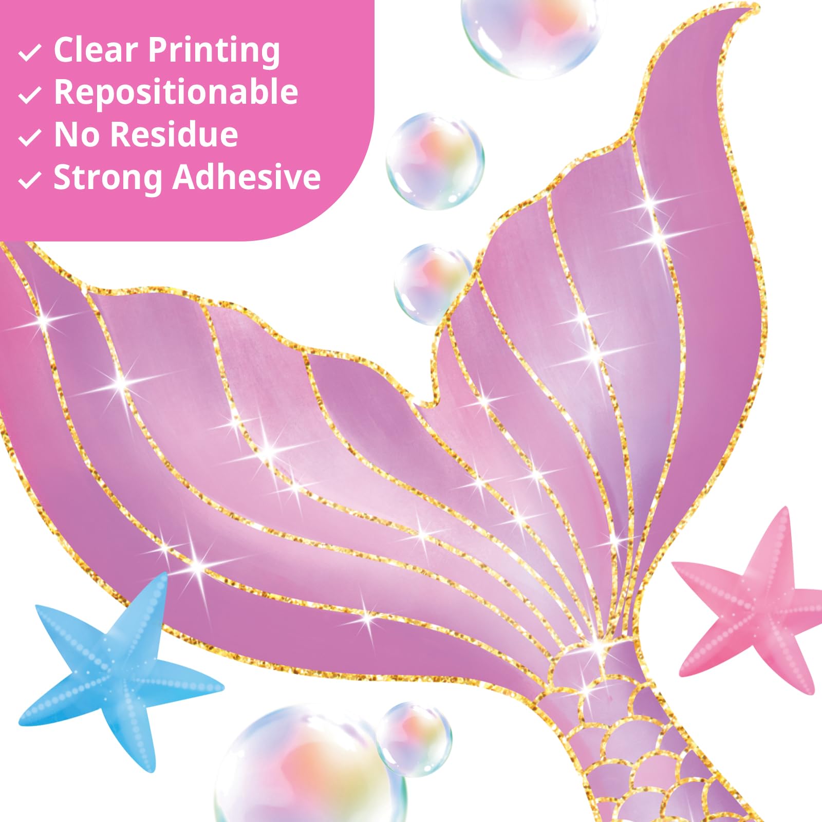 DECOWALL Mermaid Wall Stickers Under The Sea Wall Decals Bubble Seaweed Peel and Stick for Girls Bedroom Baby Nursery Bathroom Decor (SG2-2505) - Image 4