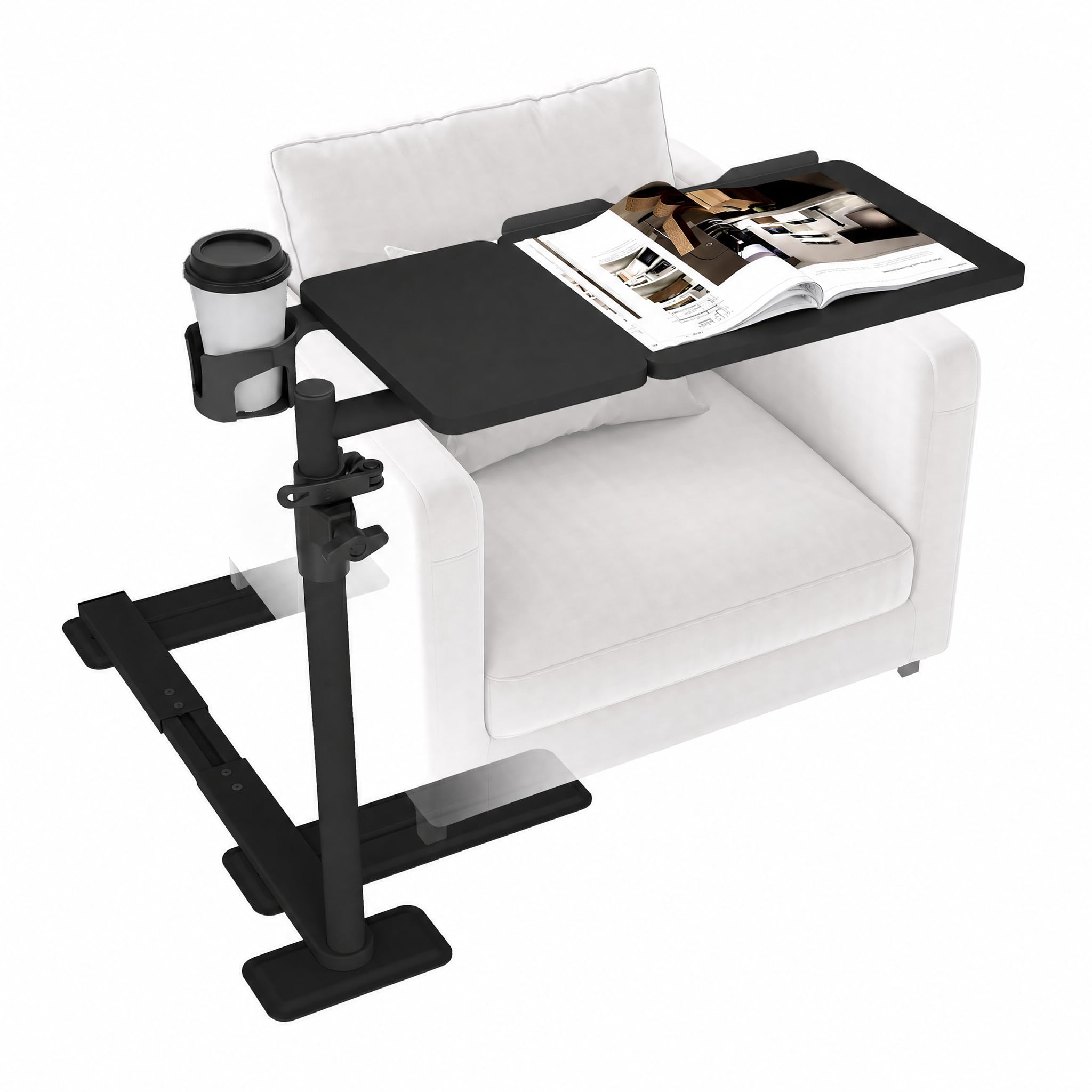 Photo 1 of YUHFERA Swivel Table for Recliner Chair with Tilting Top, Adjustable Laptop Side Table for OverCouch & Sofa, Slide Under Tray Tables for Eating & Reading, Armchair Desk (Black)