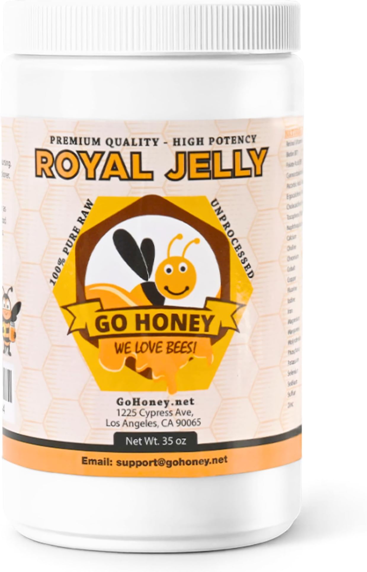Royal Jelly Organic – Unfiltered Raw Royal Jelly Energy Supplement for Men and Women – Immune Support Supplement with Retinol, Vitamin B, Biotin, Niacin, – 35 oz, Plastic Jar