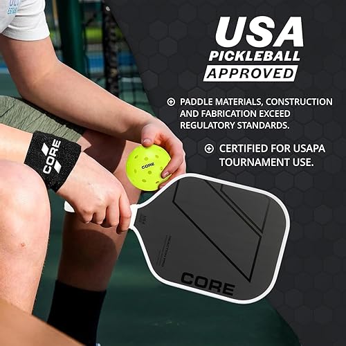 Miniatura 6 de CORE Pickleball - Paletas de pickleball de fibra de carbono - Aprobadas por USAPA - Modelos PRO y de entrada - Empuñadura de confort acolchada con