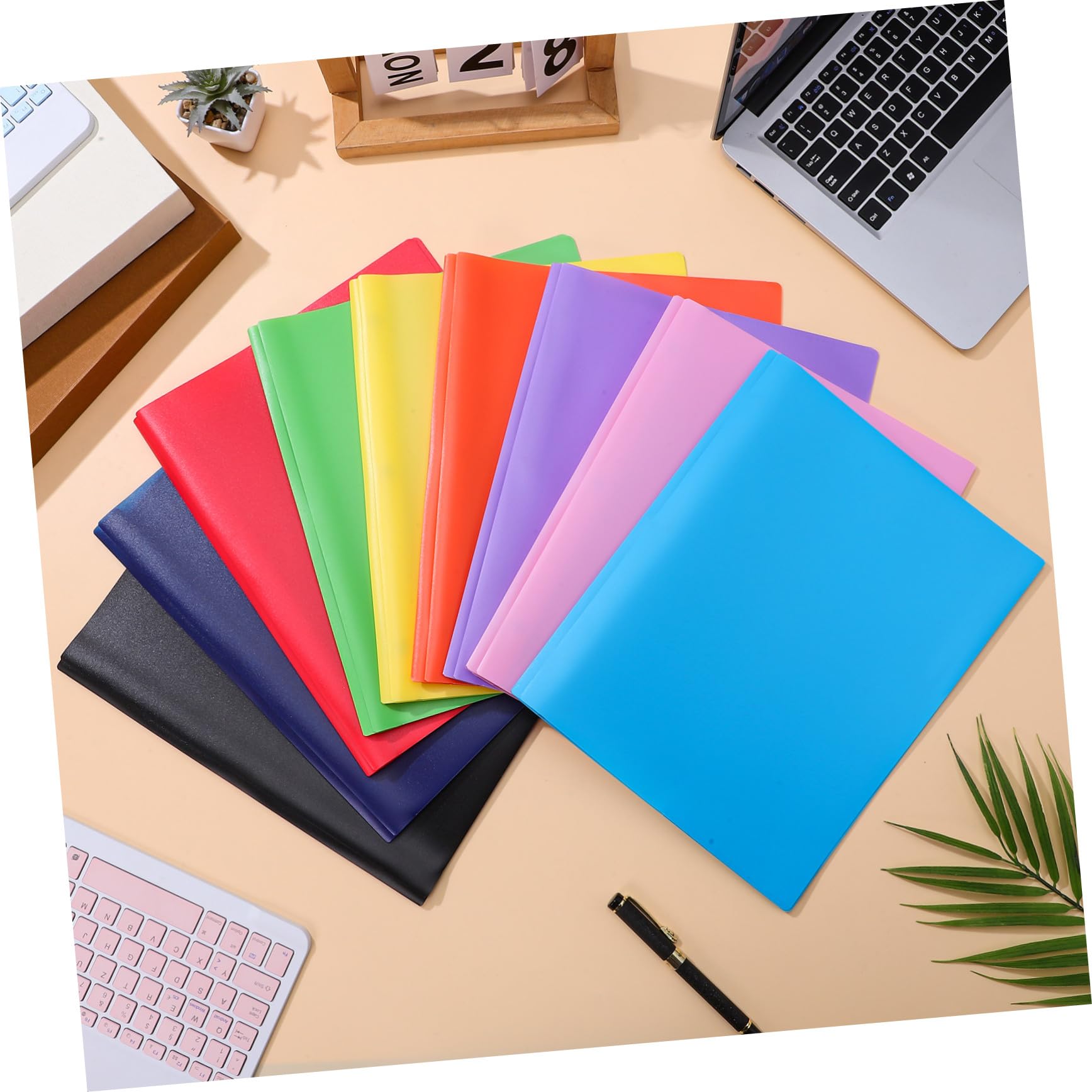 9 Stück Teiliges Kunststoff ordner mit Zwei Taschen Farbige Dokumentenmappe für Büro und Schule Robuster Plastik organizer zur Flexiblen Ablage und Übersichtlichen