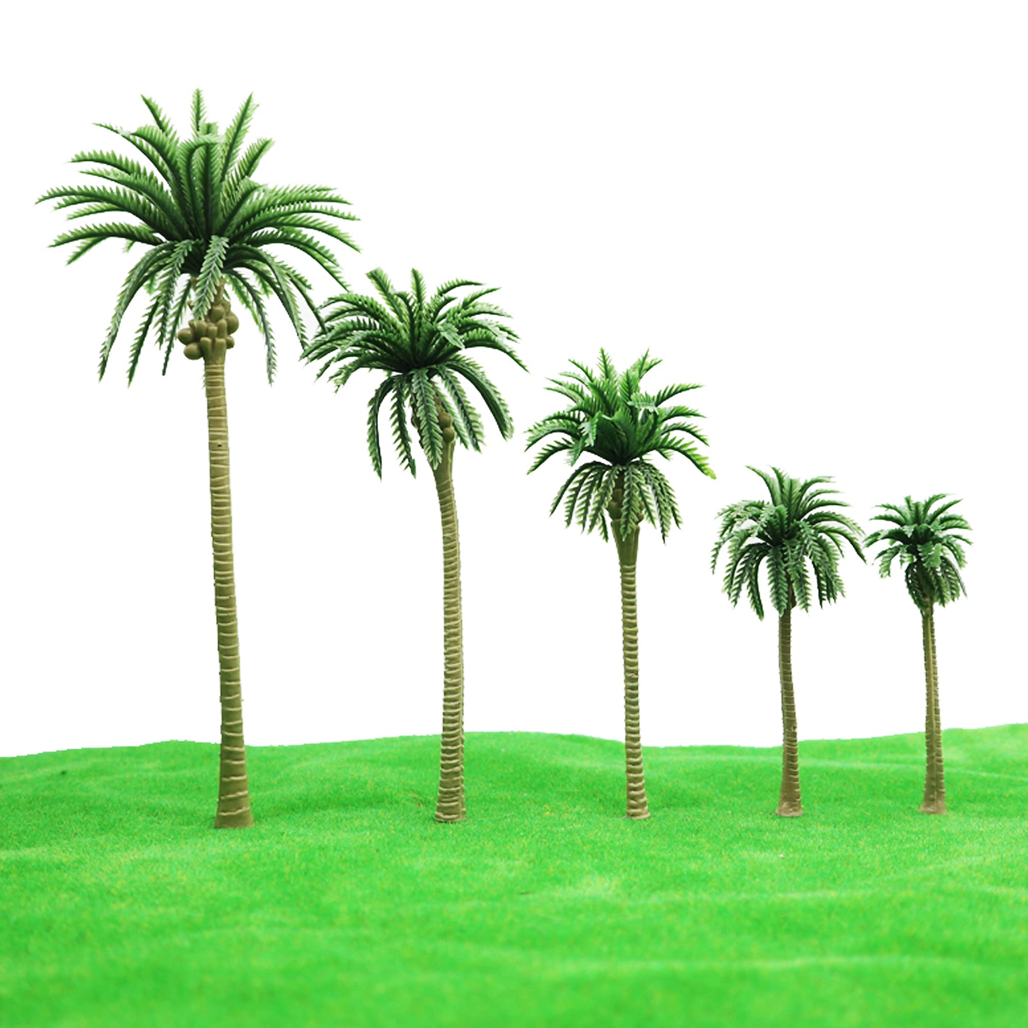 Woohome Árboles en Miniatura 44 Pz Palmeras de Coco Modelo de Árbol Palmera con 5 Pz Mini Paraguas para El Modelo de Tren Ferroviario Arquitectura Diorama Paisaje de Bricolaje Paisaje