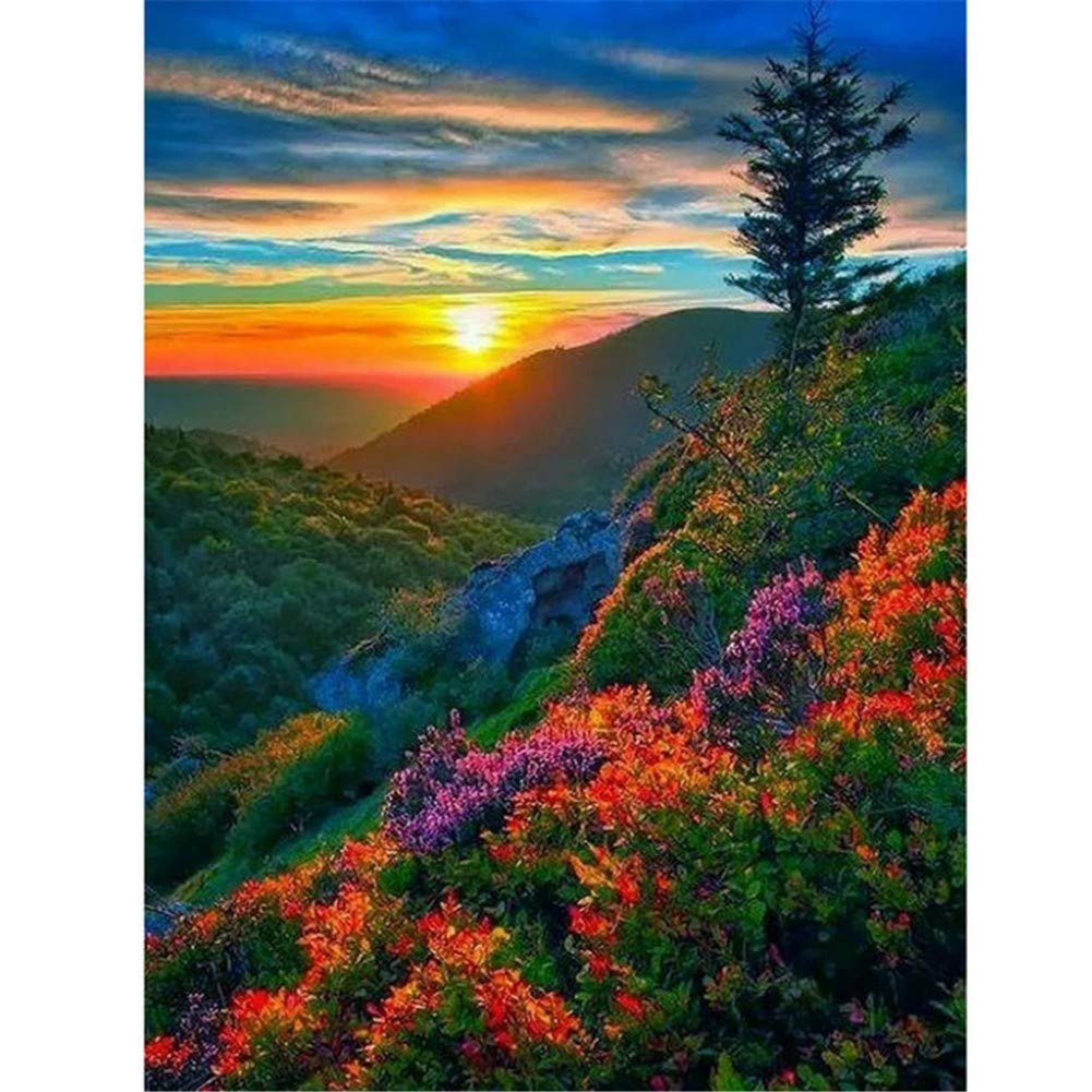 Broderie diamant coucher de soleil pour décorer votre salon chaleureux