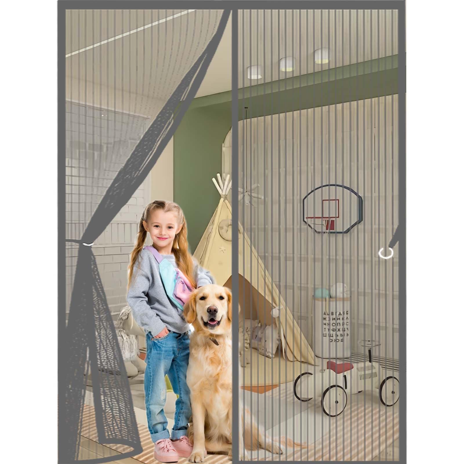 Feijdon Grey Door Fly Screen 100X210cm(Widthxhigh) Durable, Keeps Bugs Out, Kid And Pet Friendly Fly Insect Screen Door Mesh Curtain Lets Fresh Air In, Hundreds Of Sizes,