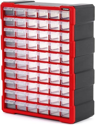 Miniatura 9 de INTERTOOL Gabinete organizador de almacenamiento de hardware y manualidades, cajones y contenedores de 39 compartimentos, contenedor de plástico