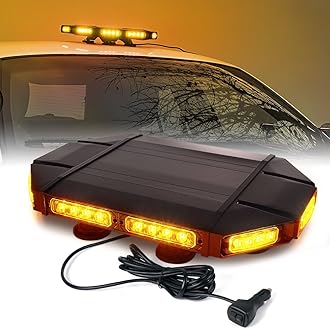 Xprite 18" Amber LED Heavy-Duty Rooftop Emergency Strobe Light Bar, Magnetic Mount Safety Flashing Beacon Lights for Construction Vehicles Tow Trucks Snowplows Security Patrol Postal Traffic Cars
